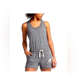 Nike Razorback Gray Cotton Side Button, drawstring Romper